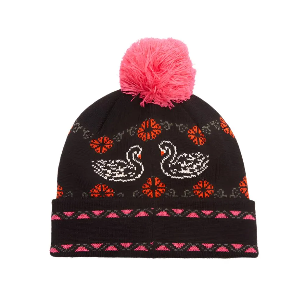 OBEY INTARSIA SWAN BEANIE // BLACK MULTI