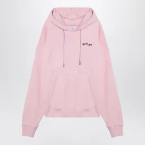 OFF-WHITE Pink Cotton Hoodie with Contrasting Lettering