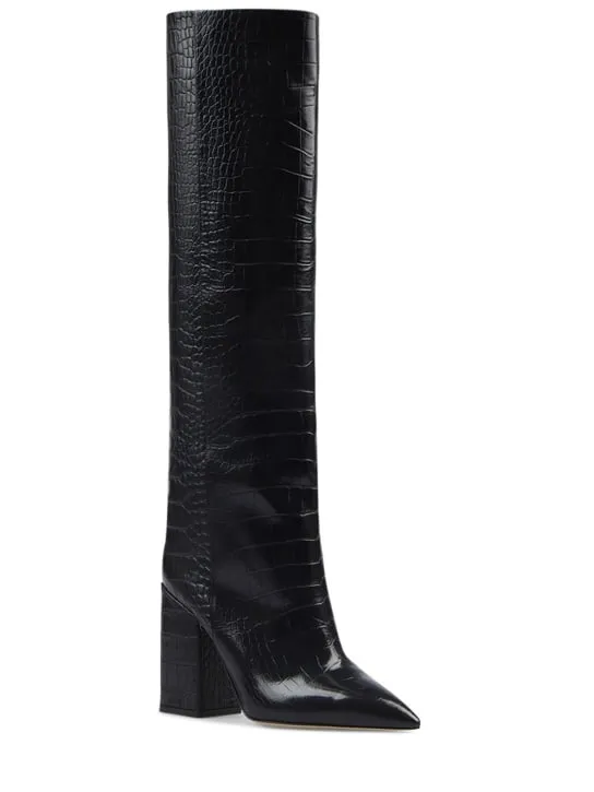 Paris Texas   100mm Anja croco print leather tall boot 