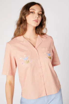 Patchwork Pocket Embroidered Blouse