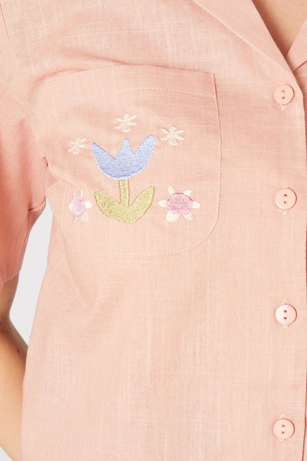 Patchwork Pocket Embroidered Blouse