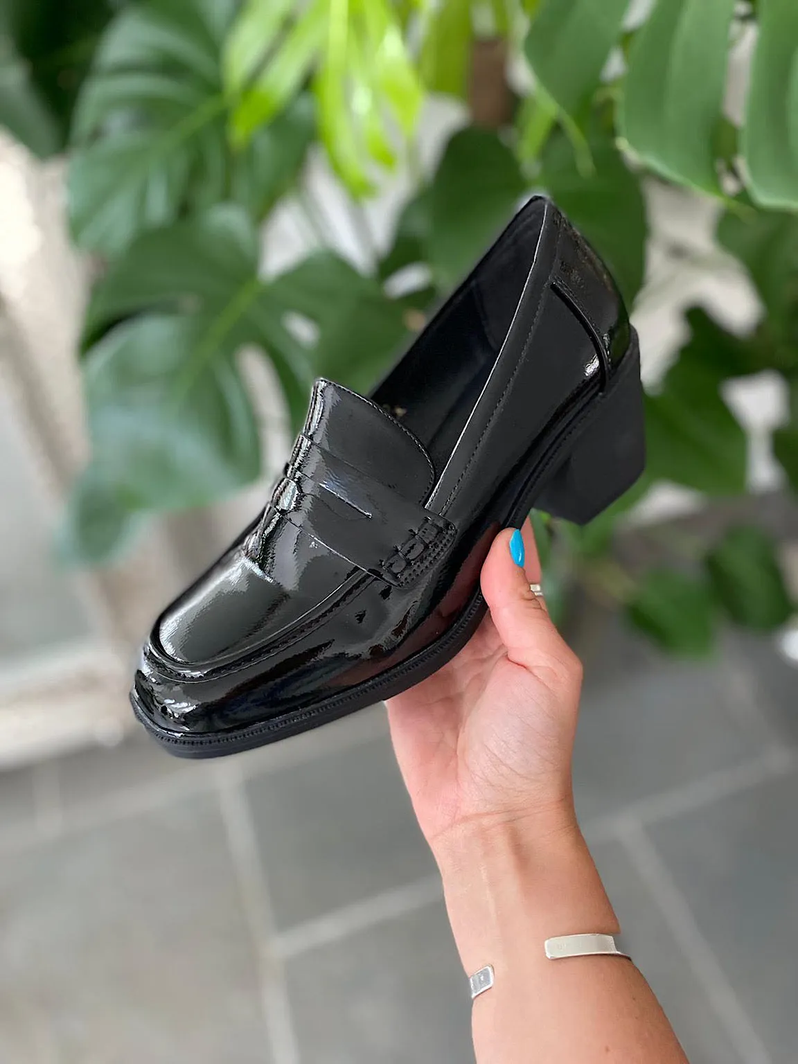 Patent Block Heeled Loafers