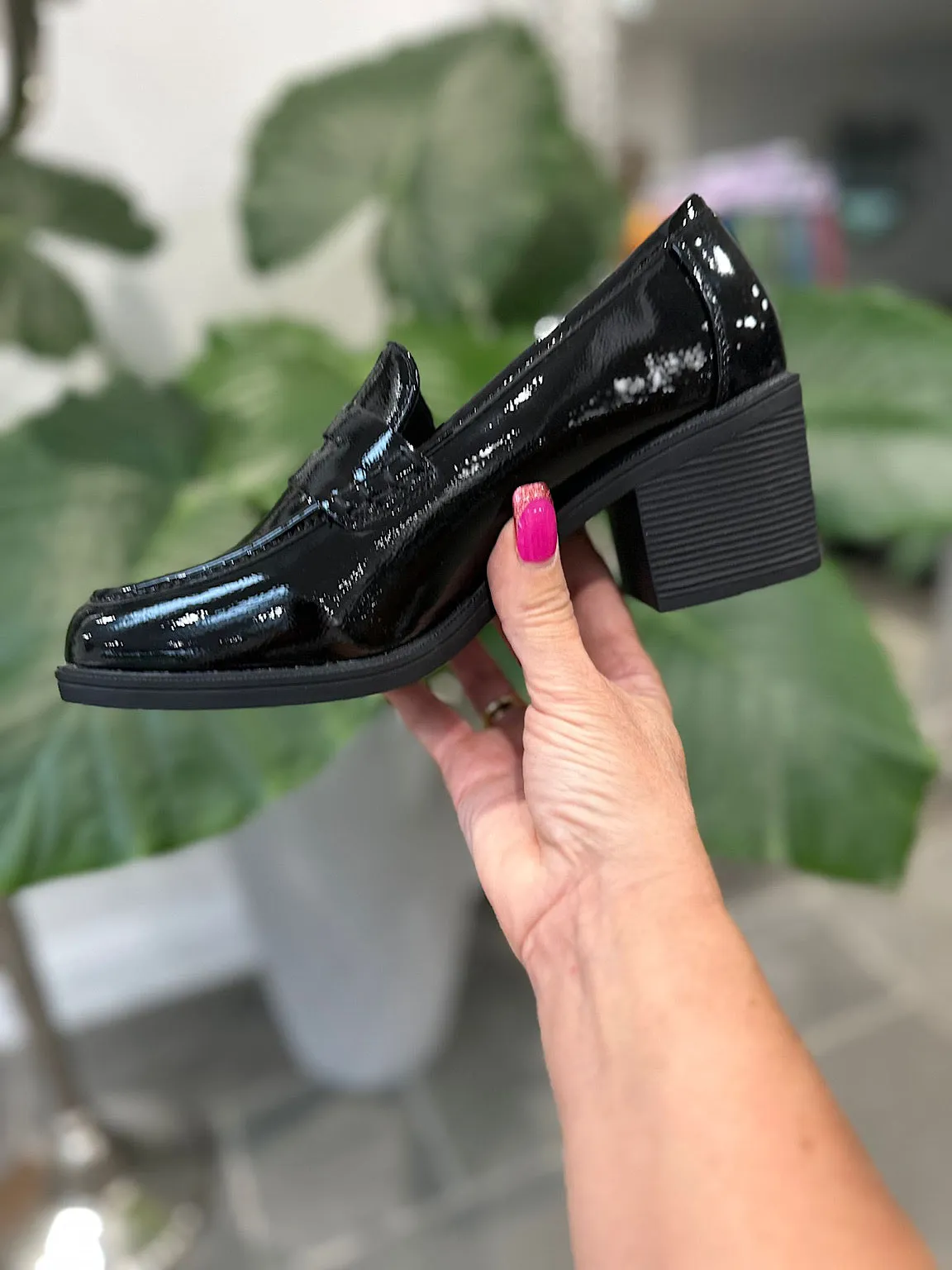 Patent Block Heeled Loafers