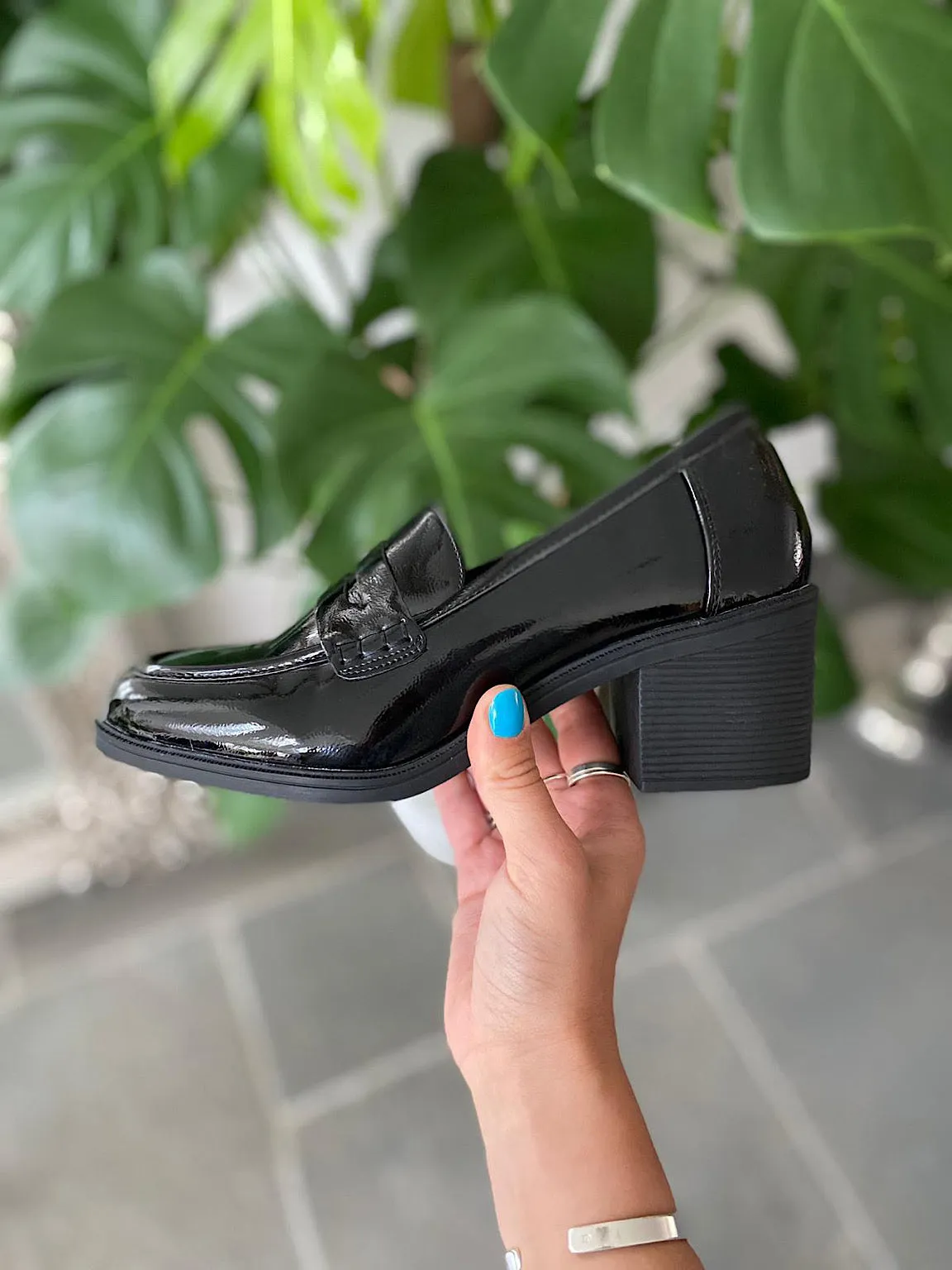 Patent Block Heeled Loafers