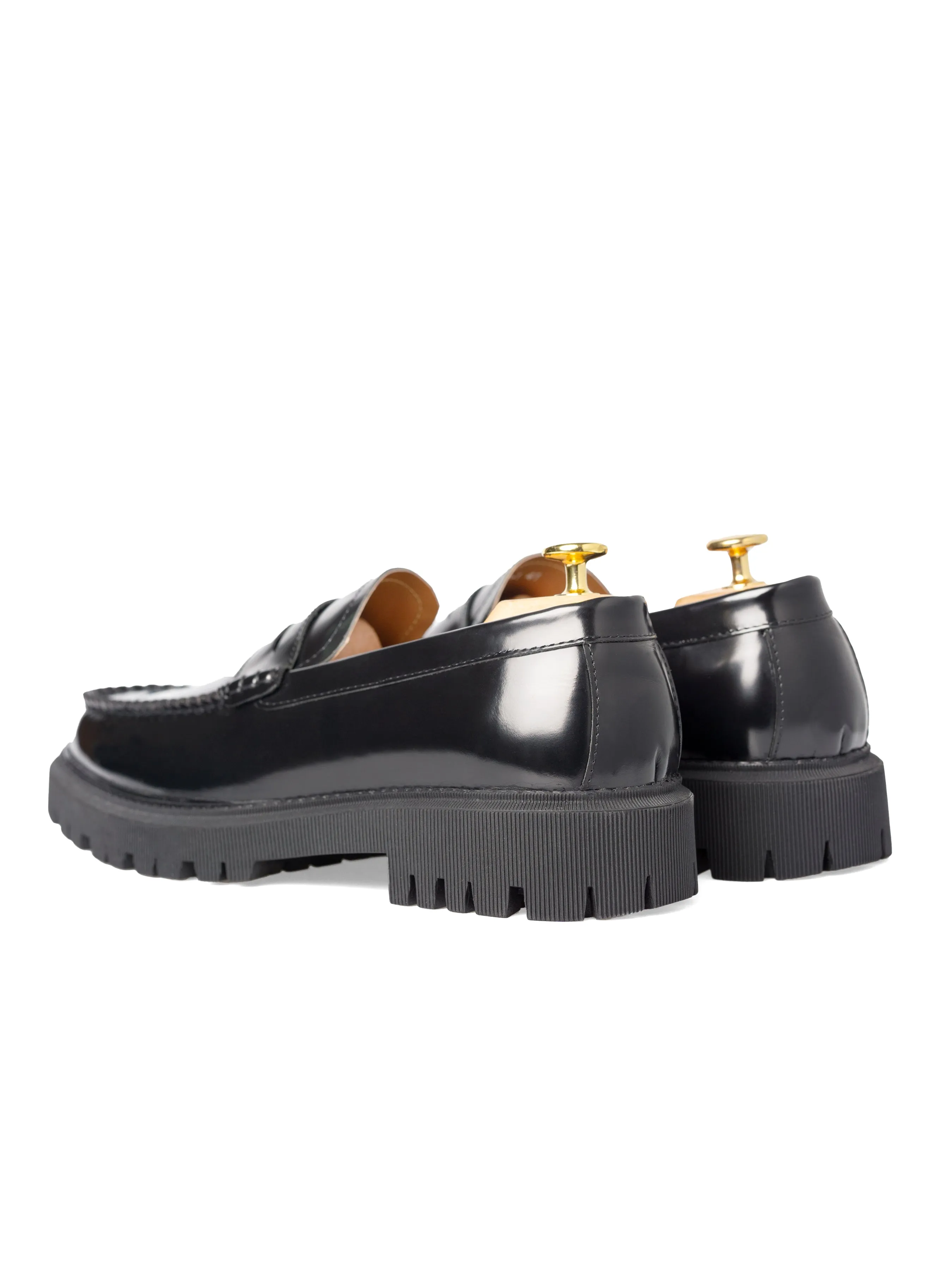 Penny Loafer - Black Polished Leather (Chunky Sole)