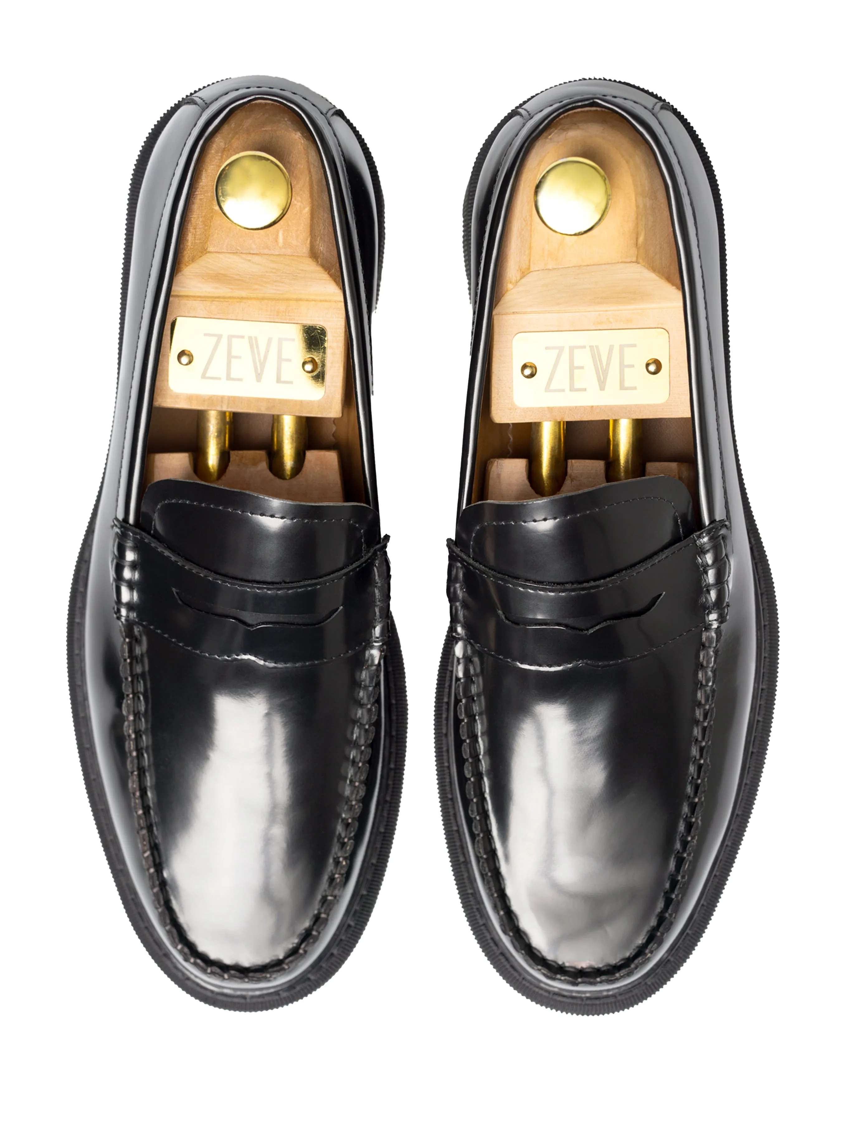 Penny Loafer - Black Polished Leather (Chunky Sole)