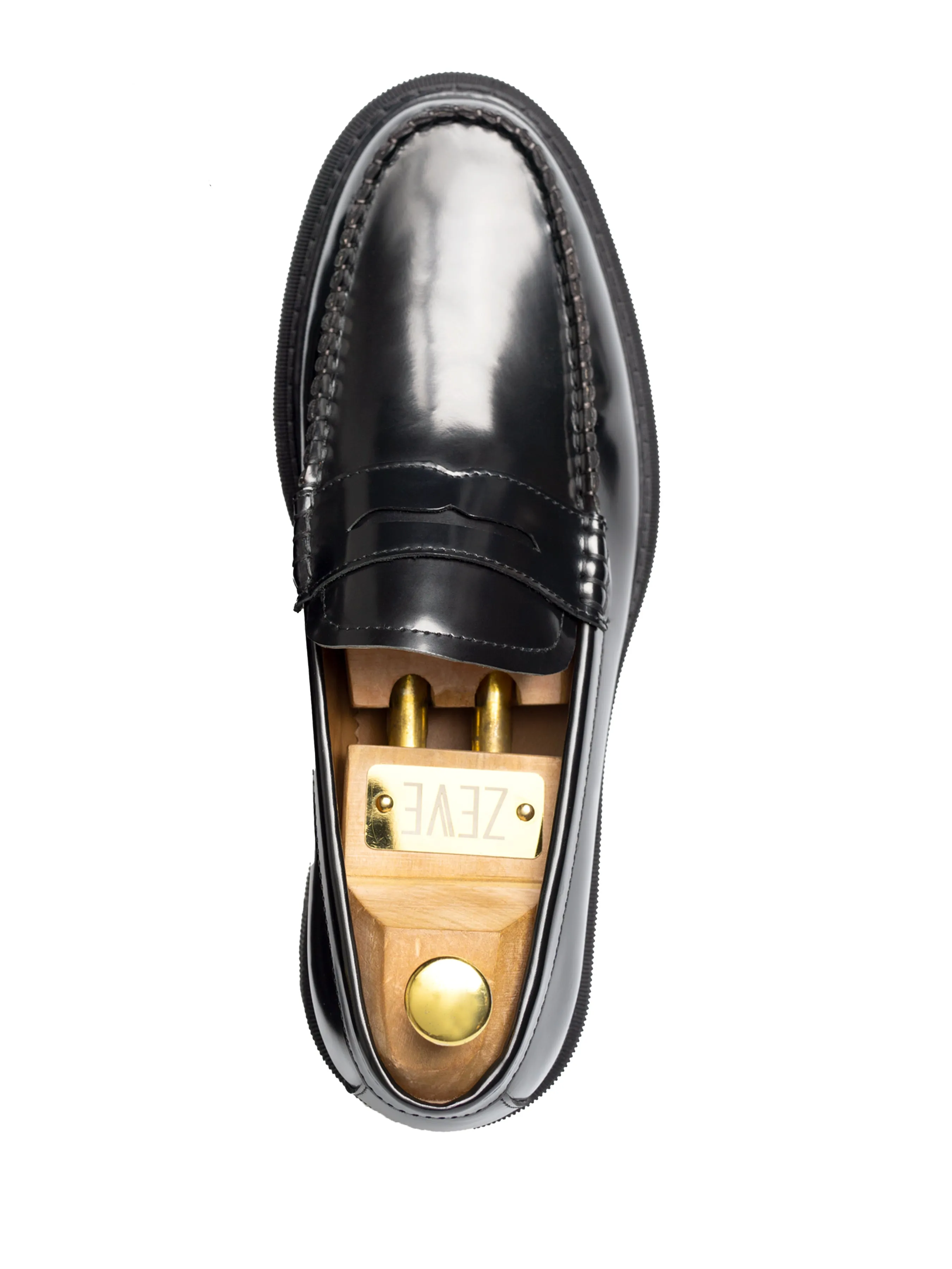 Penny Loafer - Black Polished Leather (Chunky Sole)