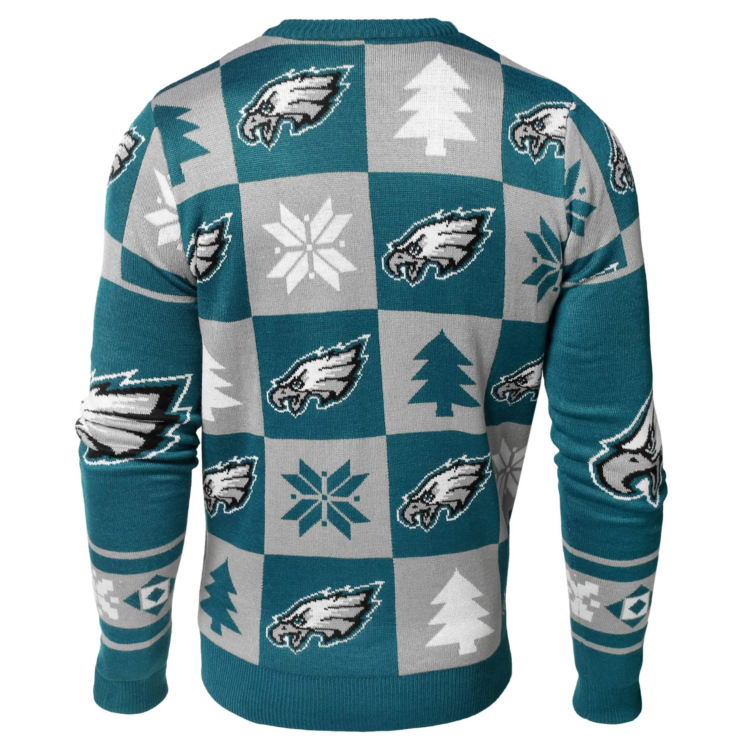 Philadelphia Eagles NFL FC Midnight Green & Gray Knit Patches Ugly Sweater