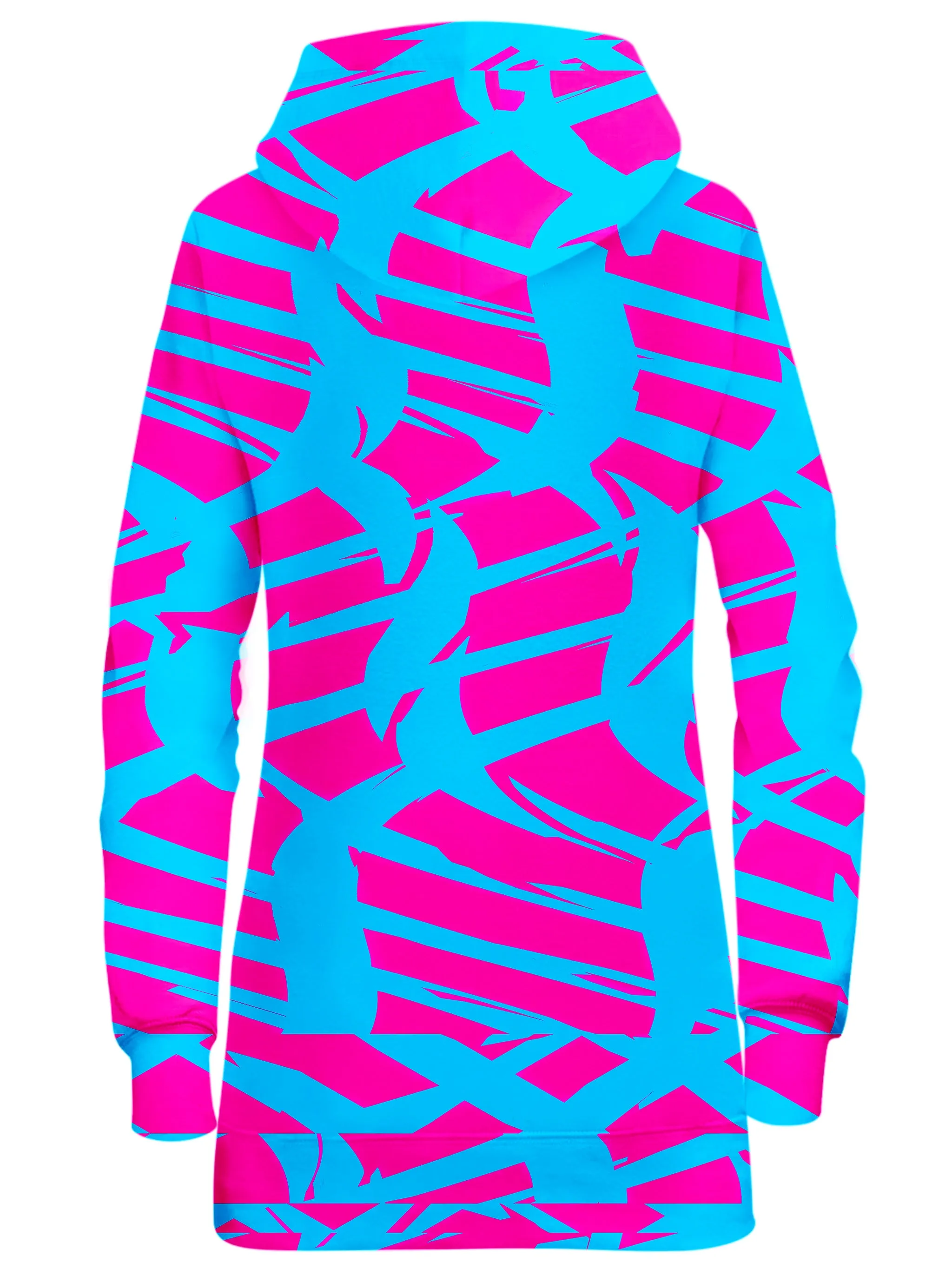 Pink and Blue Squiggly Rave Checkered Hoodie Dress