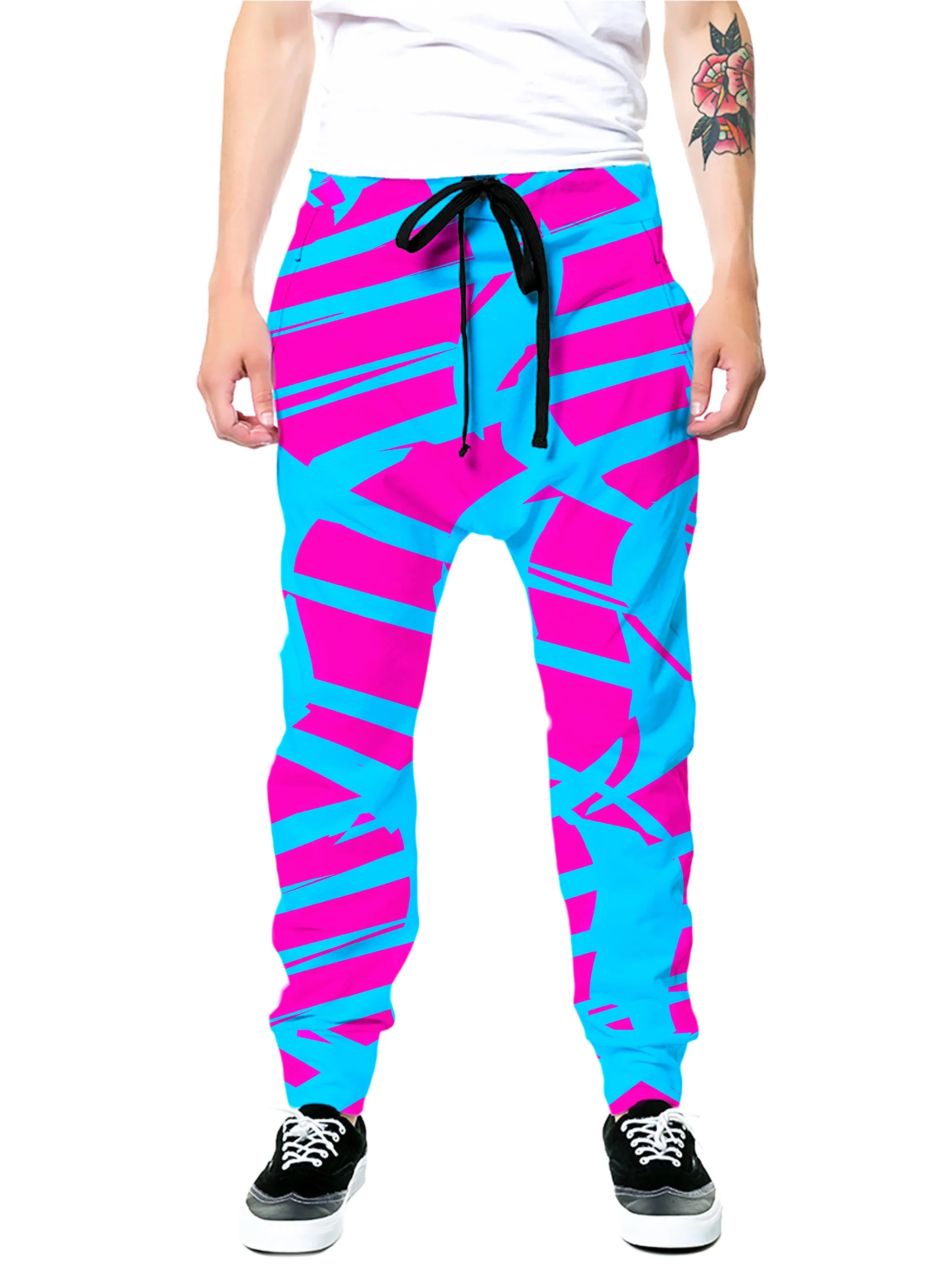 Pink and Blue Squiggly Rave Checkered Zip-Up Hoodie and Joggers Combo