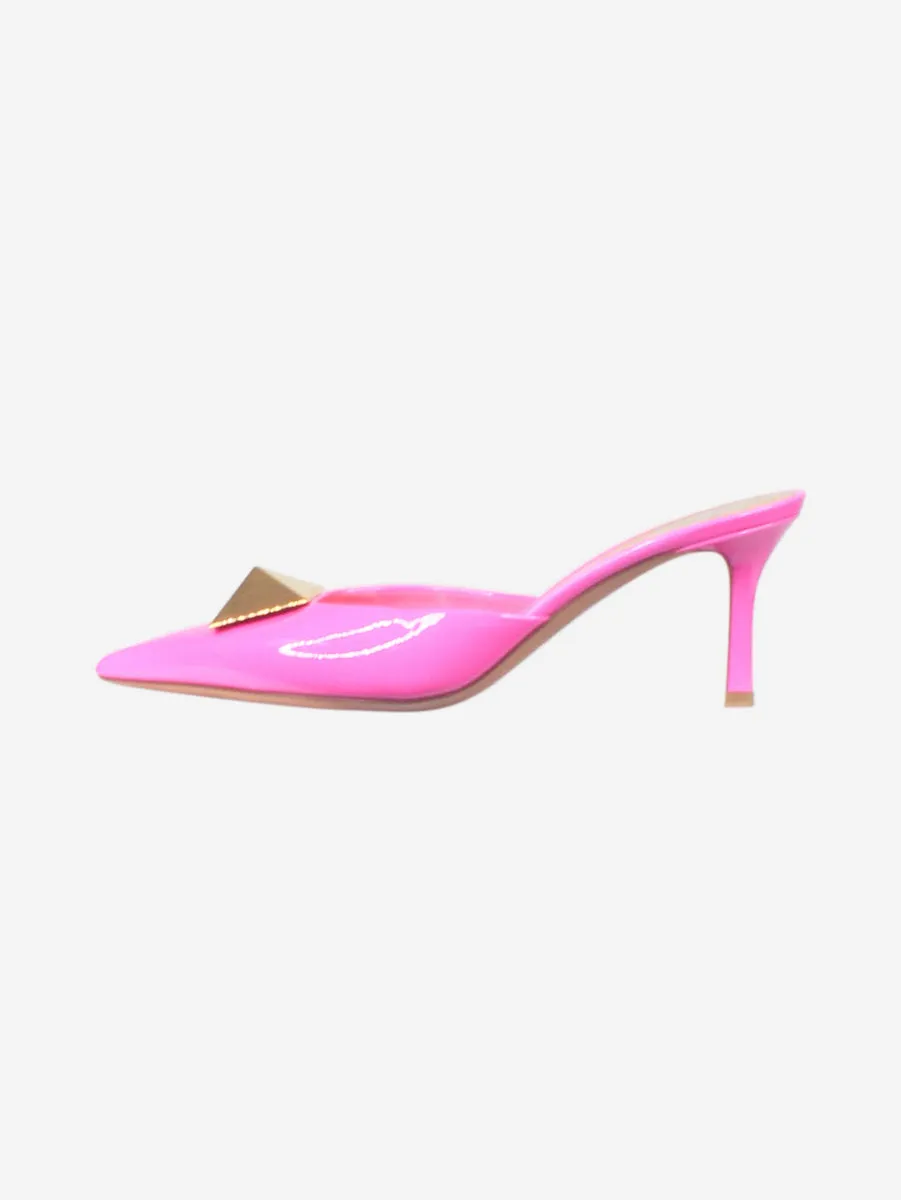   Pink one-stud patent leather mules - size EU 39 (UK 6)