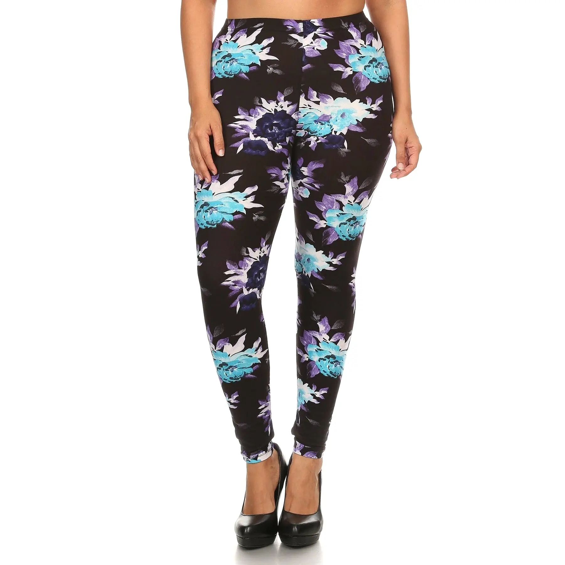 Plus Size Floral Print Full Length Leggings