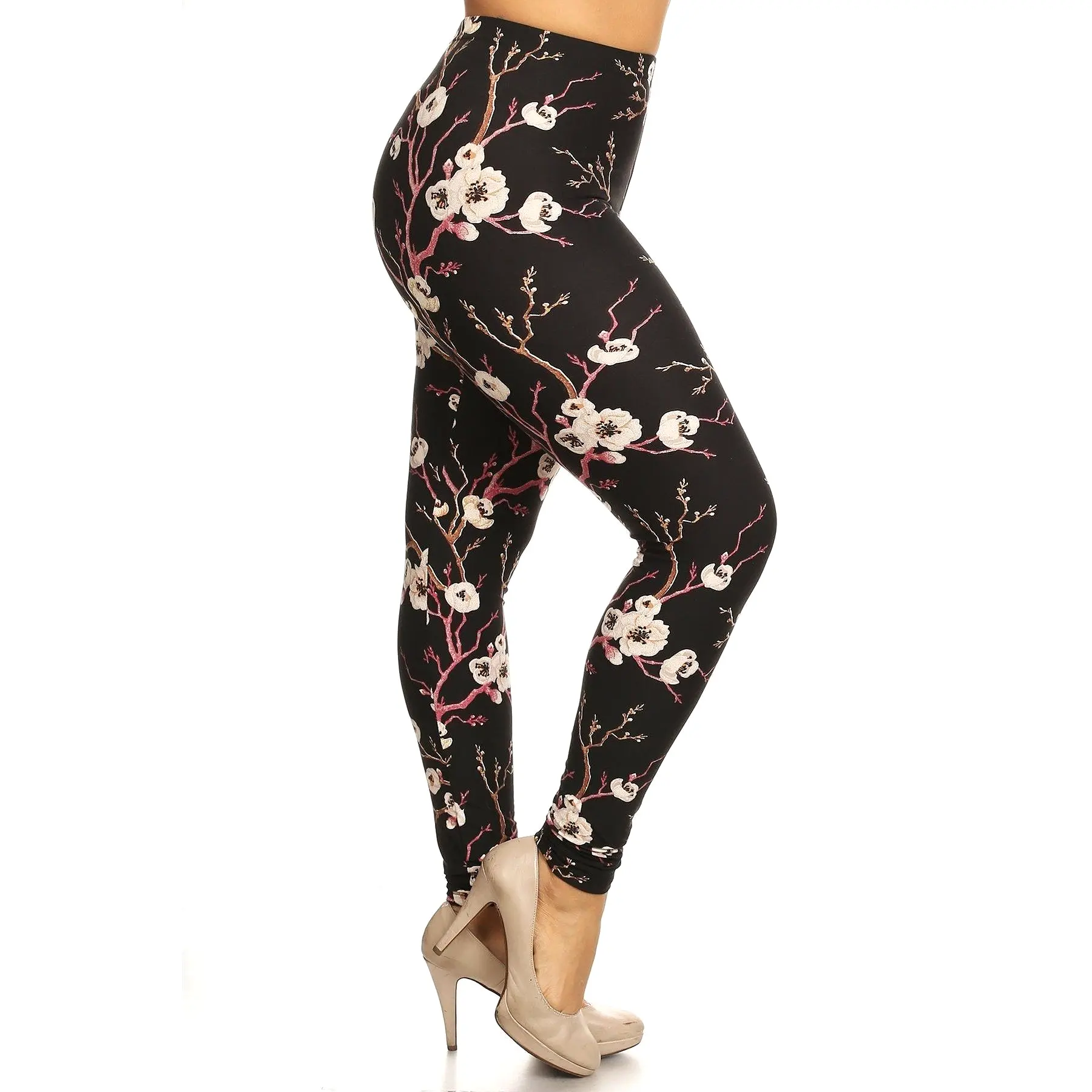 Plus size floral print full length leggings