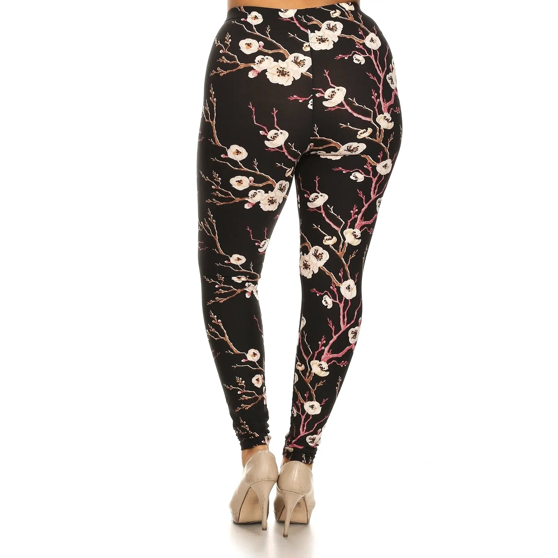 Plus size floral print full length leggings