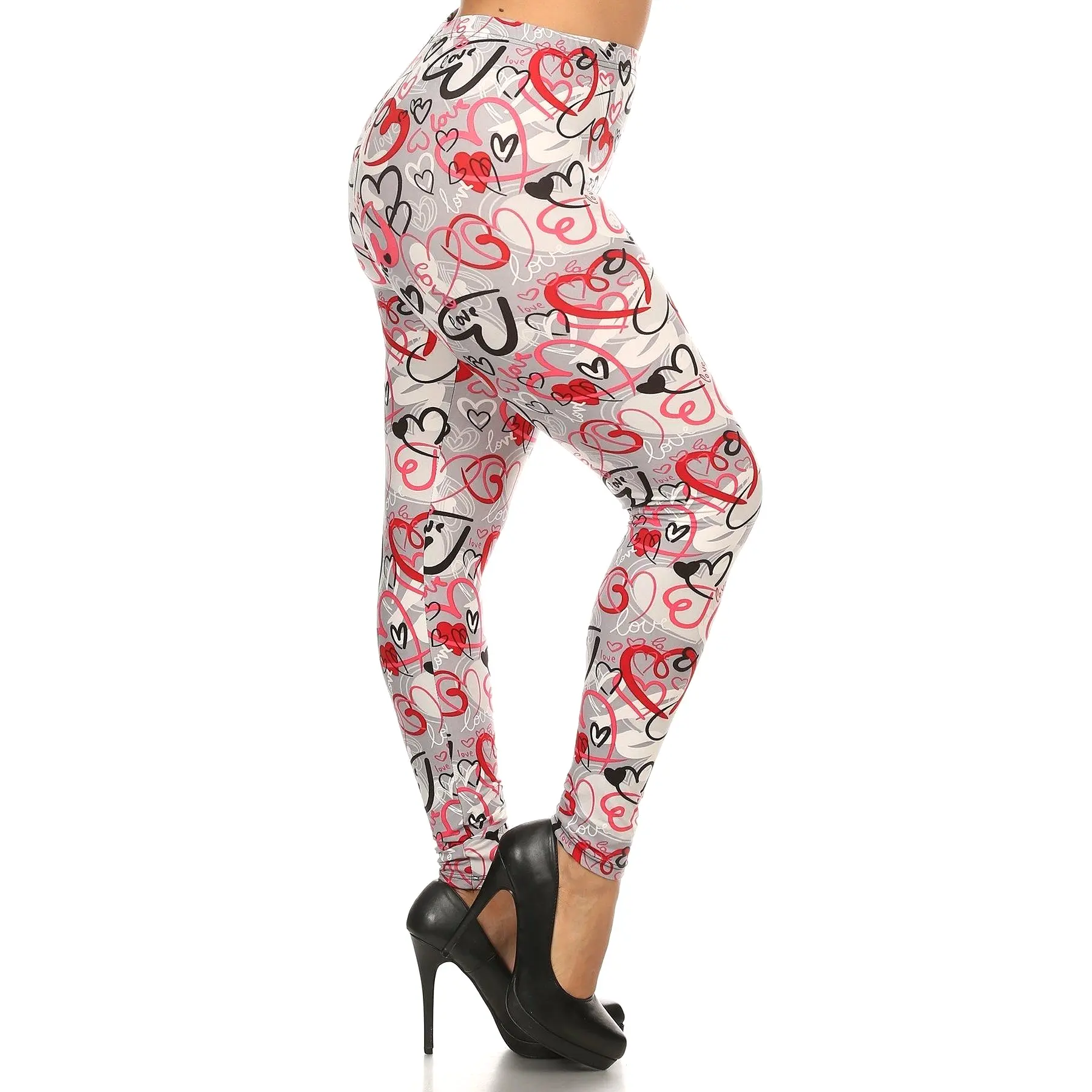 Plus size heart print full length leggings