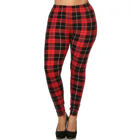 Plus Size Plaid Checkered Print Full Length Leggings