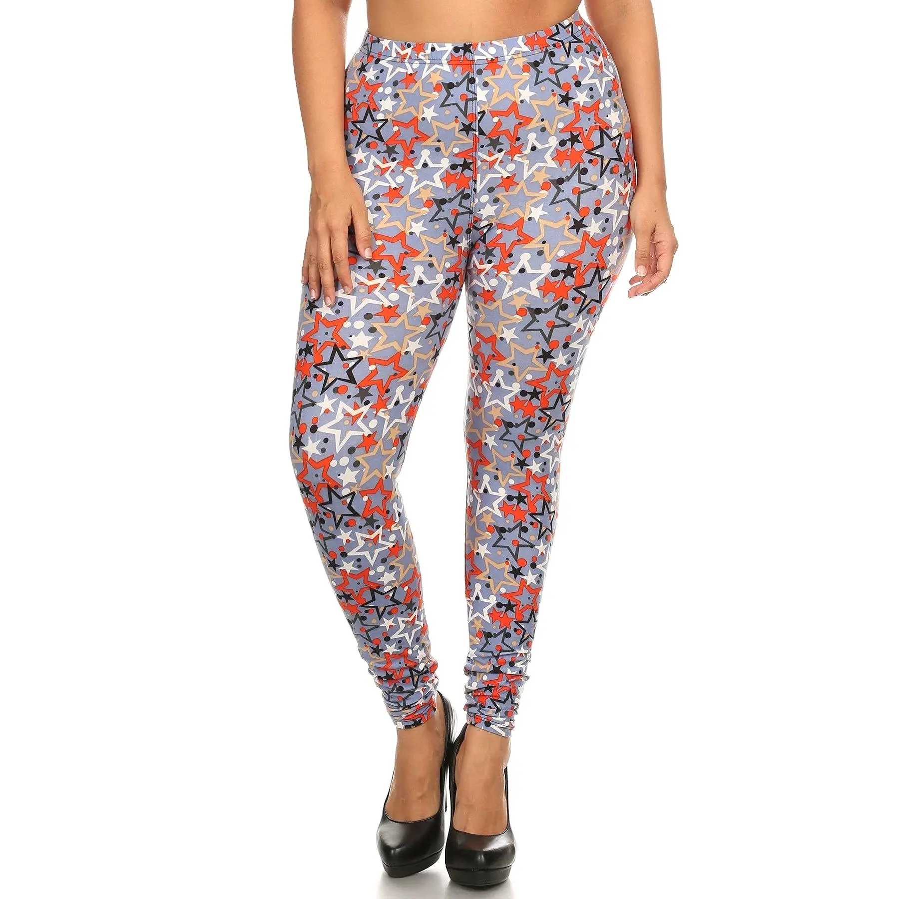 Plus size star print full length leggings