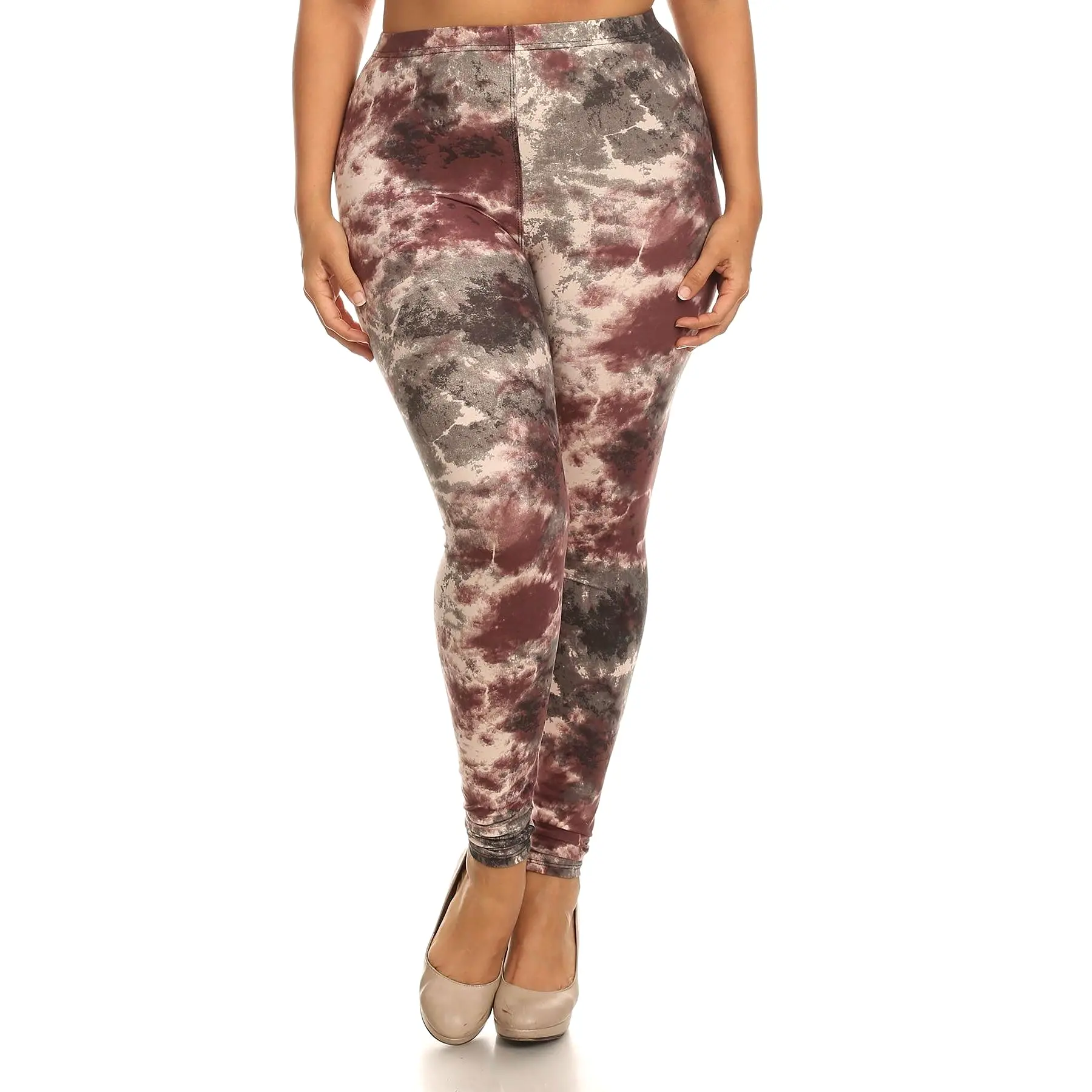 Plus size tie dye print full length leggings