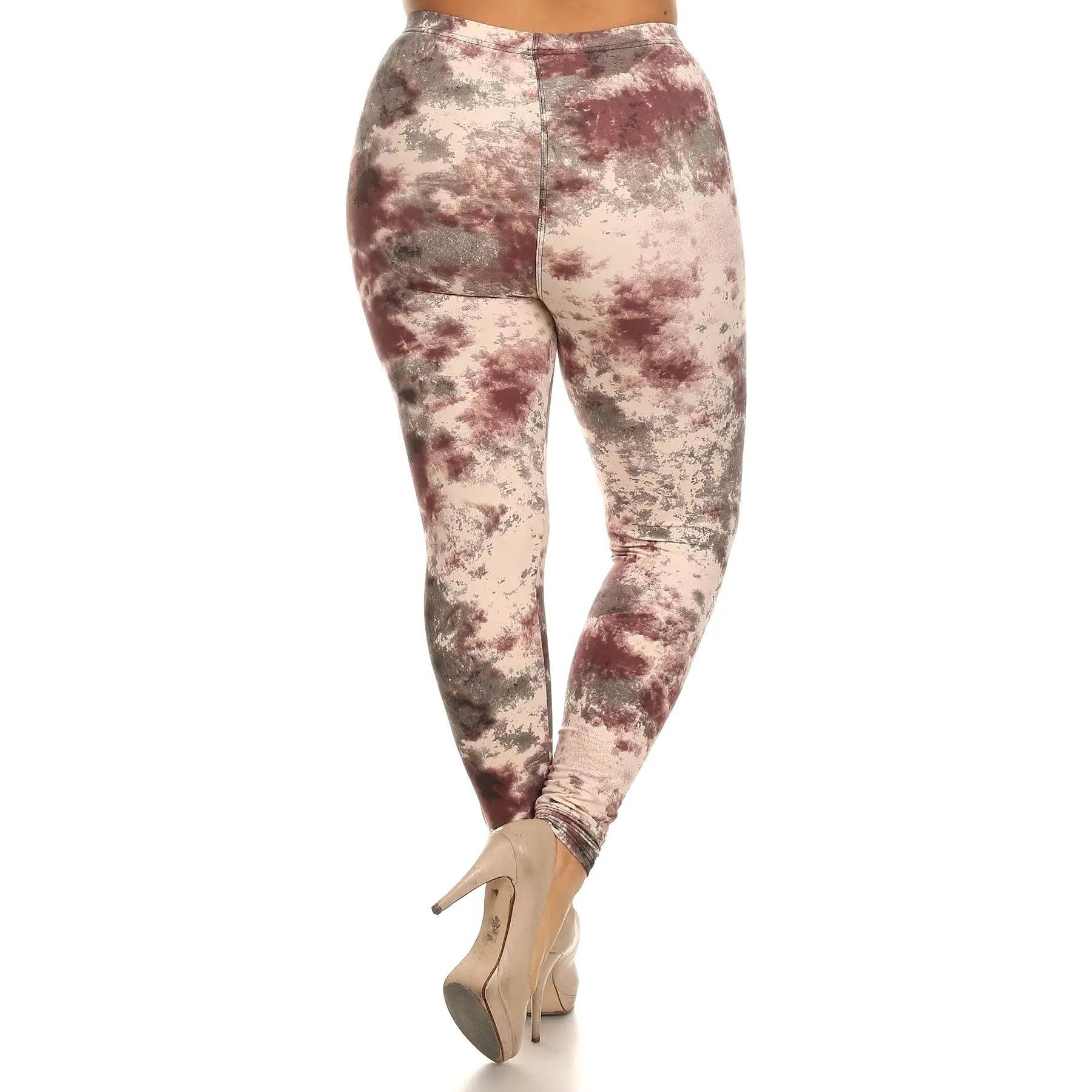 Plus size tie dye print full length leggings