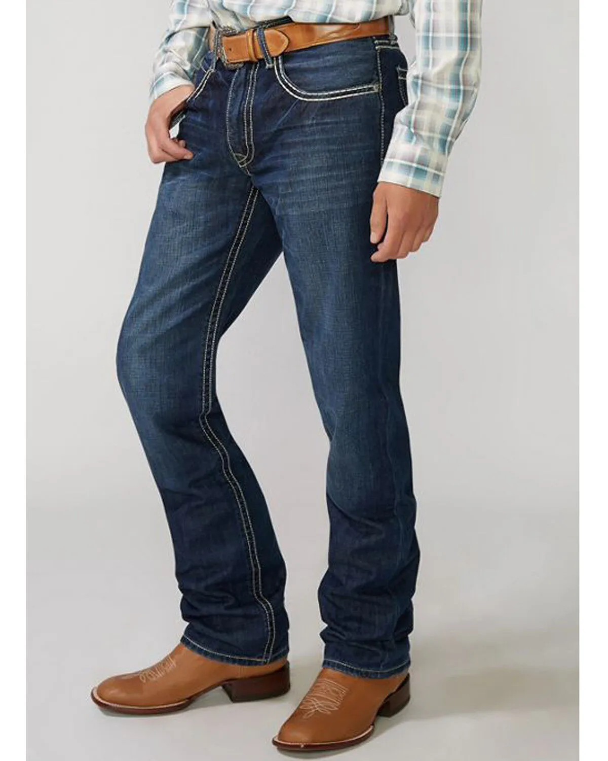 Product Name:  Stetson Men's Rock Fit Barbwire "X" Stitched Boot Jeans - Big & Tall