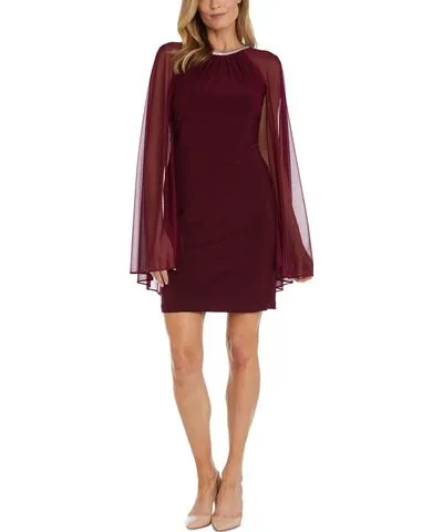 R & M Richards Womens Embellished Cape Cocktail and Party Dress