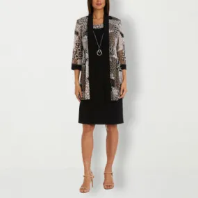 R & M Richards Petite Jacket Dress With Removable Necklace