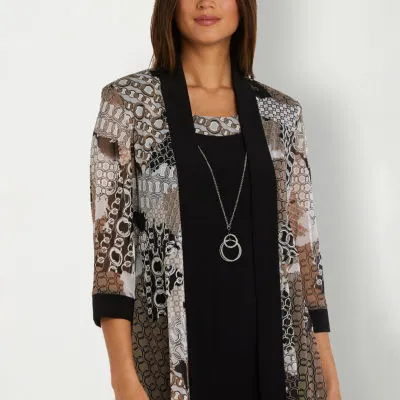 R & M Richards Petite Jacket Dress With Removable Necklace