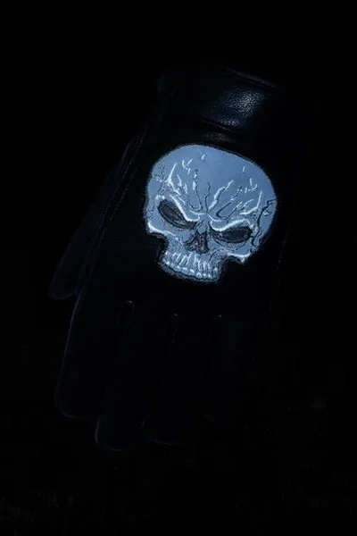 Reflective Skull Short Gloves