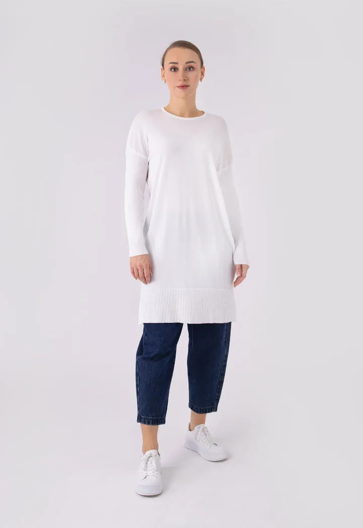 Relaxed Fit Solid Knitted Blouse