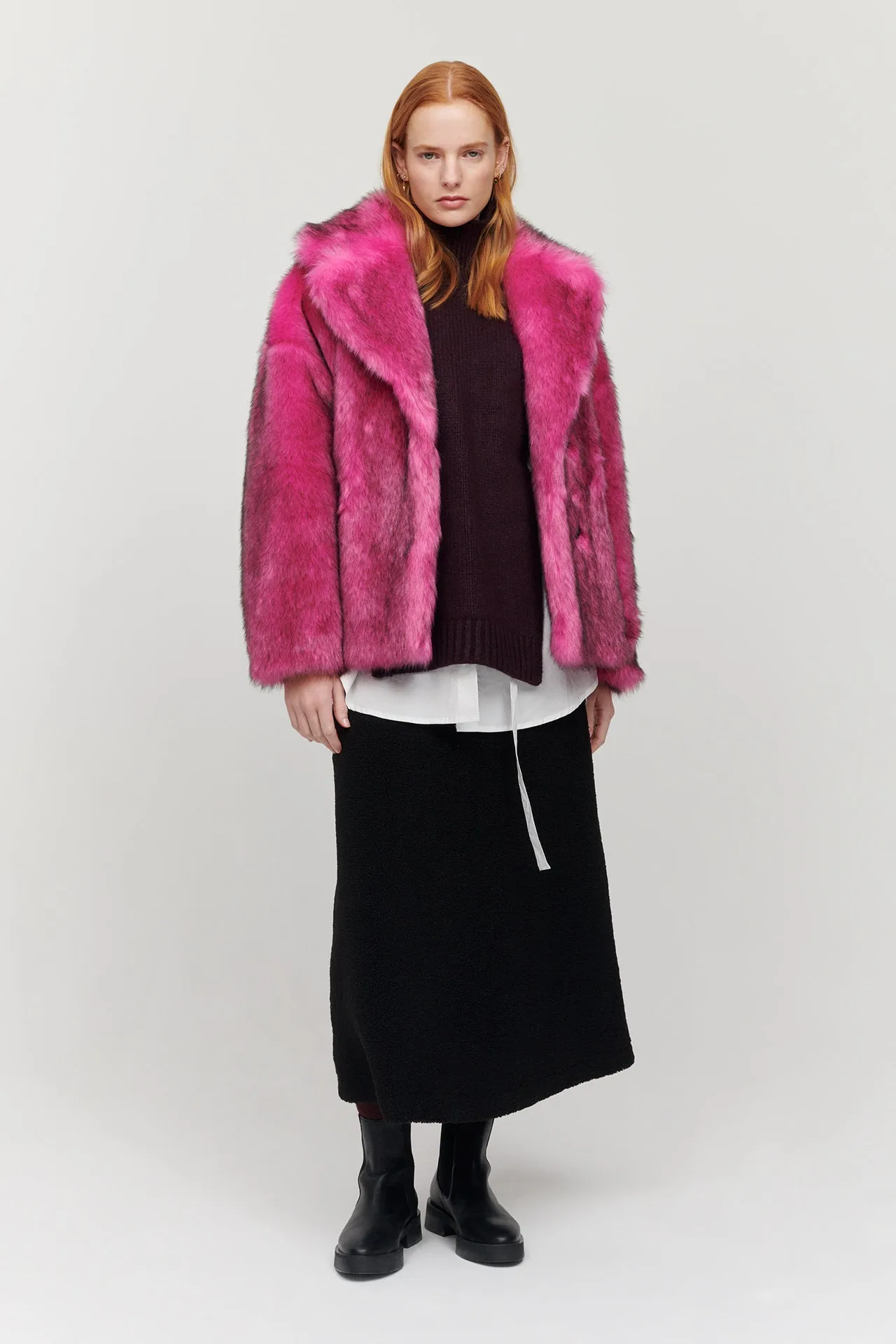 RITA COAT FOX FUR BUBBLEGUM PINK