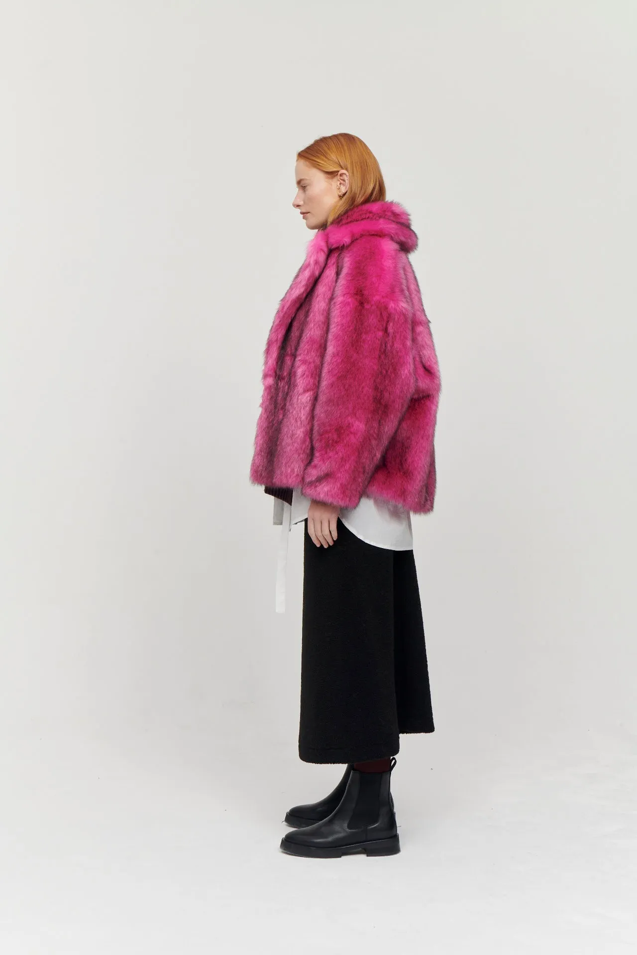 RITA COAT FOX FUR BUBBLEGUM PINK