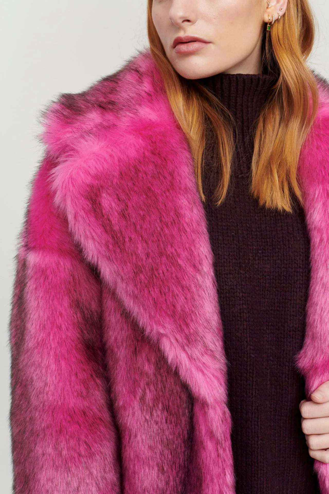 RITA COAT FOX FUR BUBBLEGUM PINK