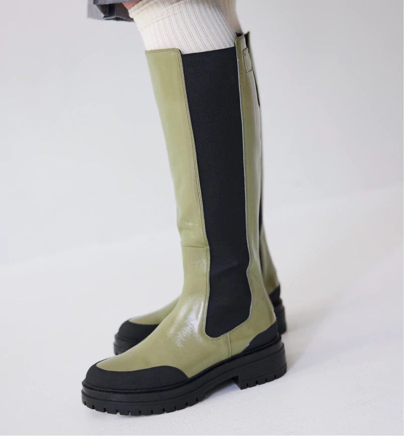 Saint Joan Leather Tall Boot | Sage Crush