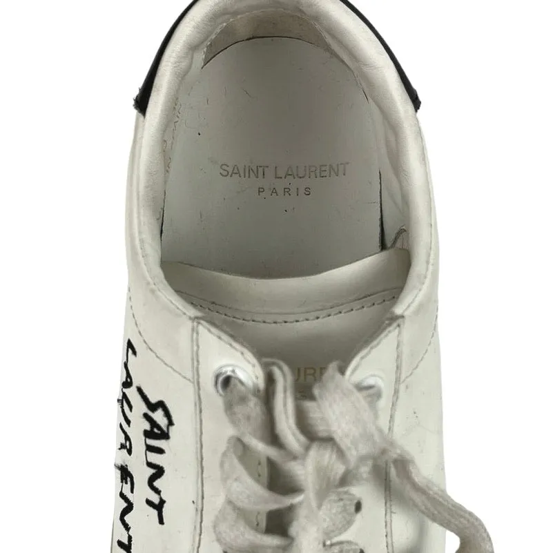 Saint Laurent Court Classic White Canvas Leather Logo Low Top Sneakers Shoes 36