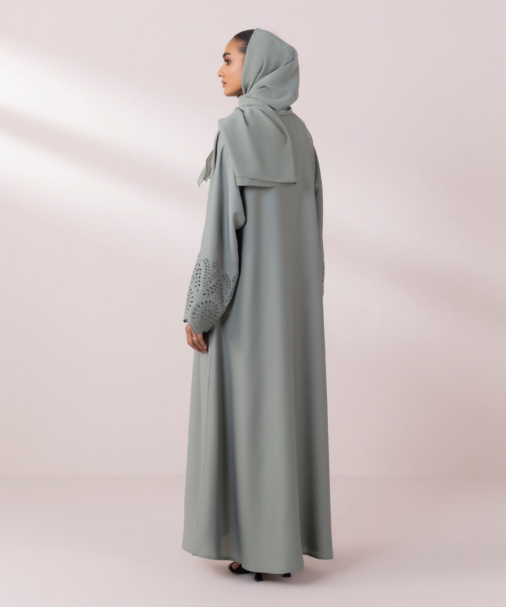 Schiffli Embroidered Abaya Set