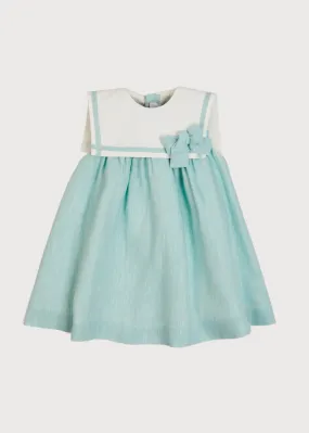 Sleeveless Trapeze Dress With Bow Detail in Green (12mths-10yrs)