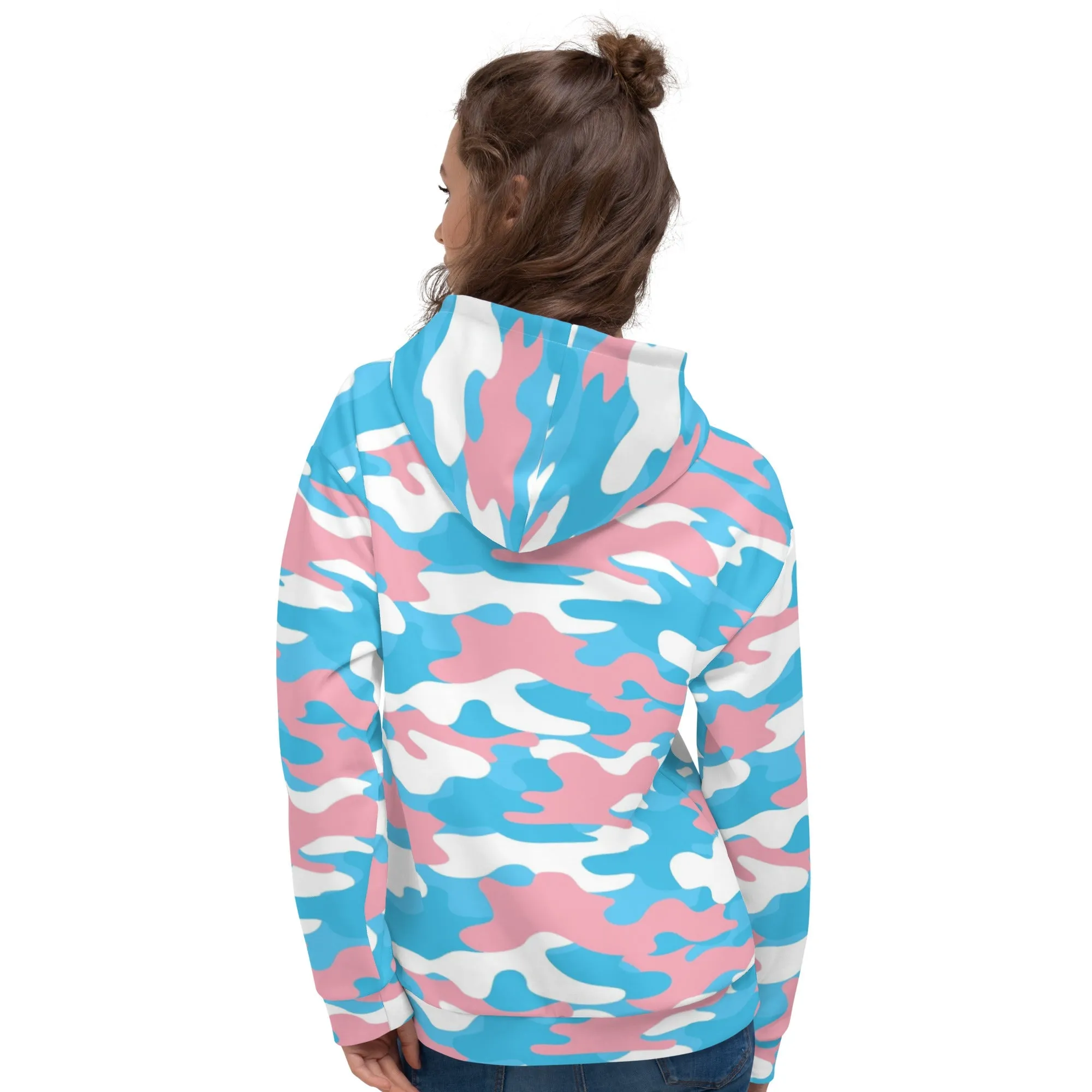 Teen Blue Pink White Trans Pride Camouflage Super Soft Microfiber Hoodie