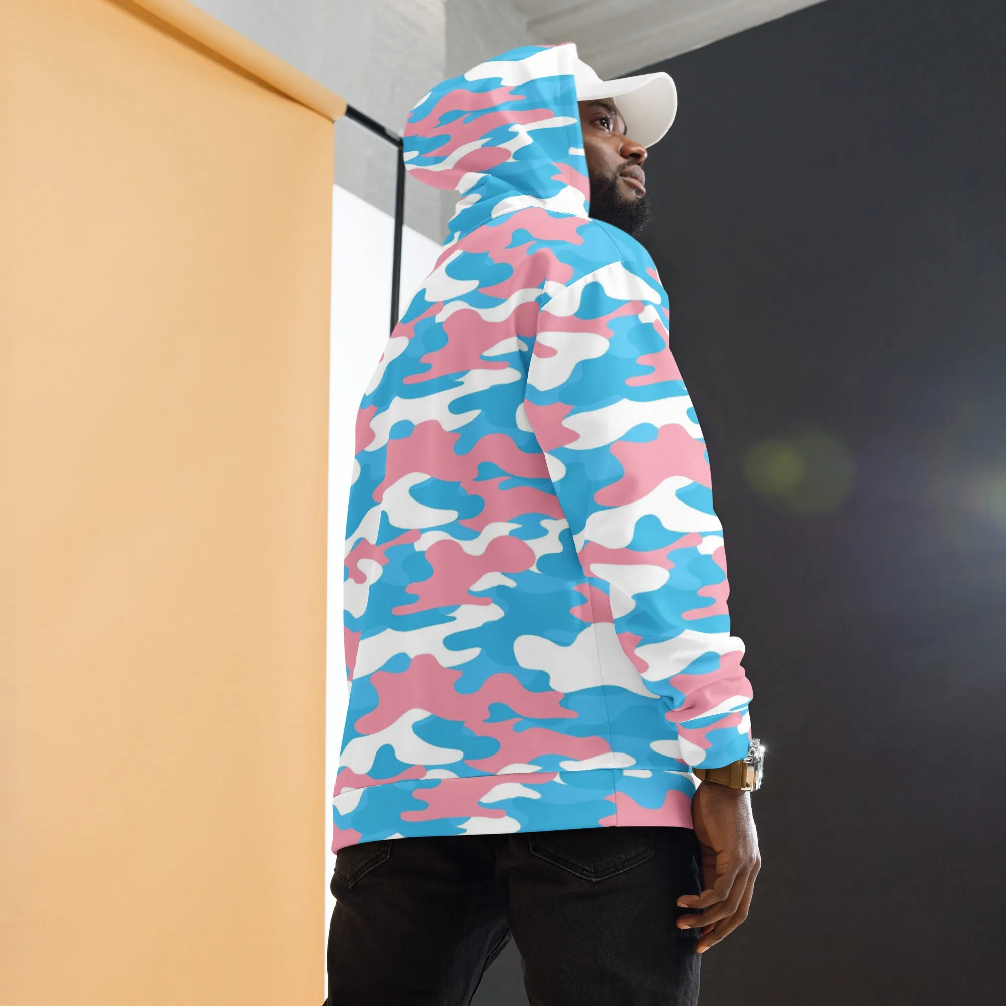 Teen Blue Pink White Trans Pride Camouflage Super Soft Microfiber Hoodie