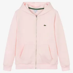 Teen Girls Pink Cotton Zip-Up Hoodie