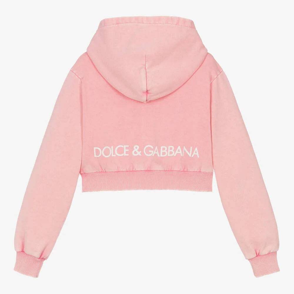 Teen Girls Washed Pink Zip-Up Hoodie