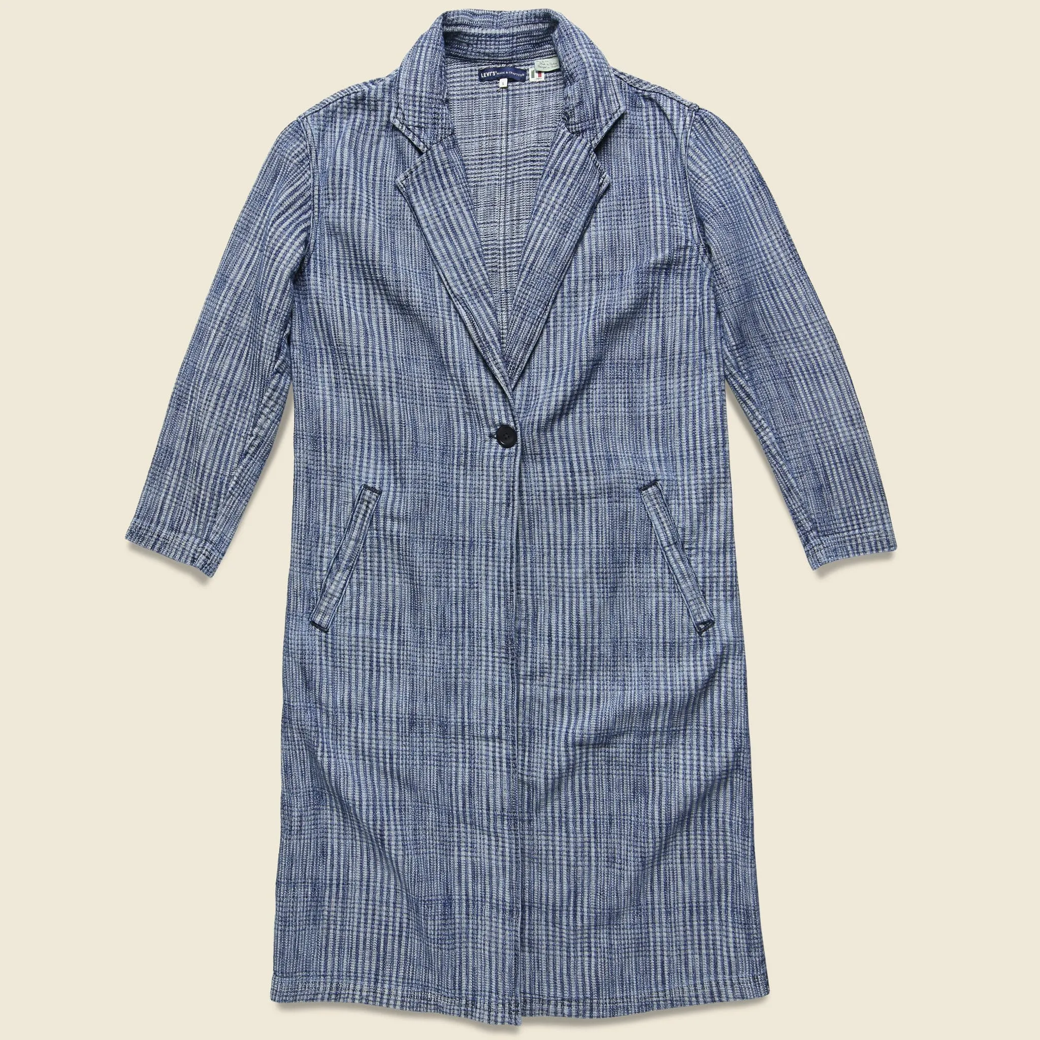 The Boss Long Coat - Indigo Plaid