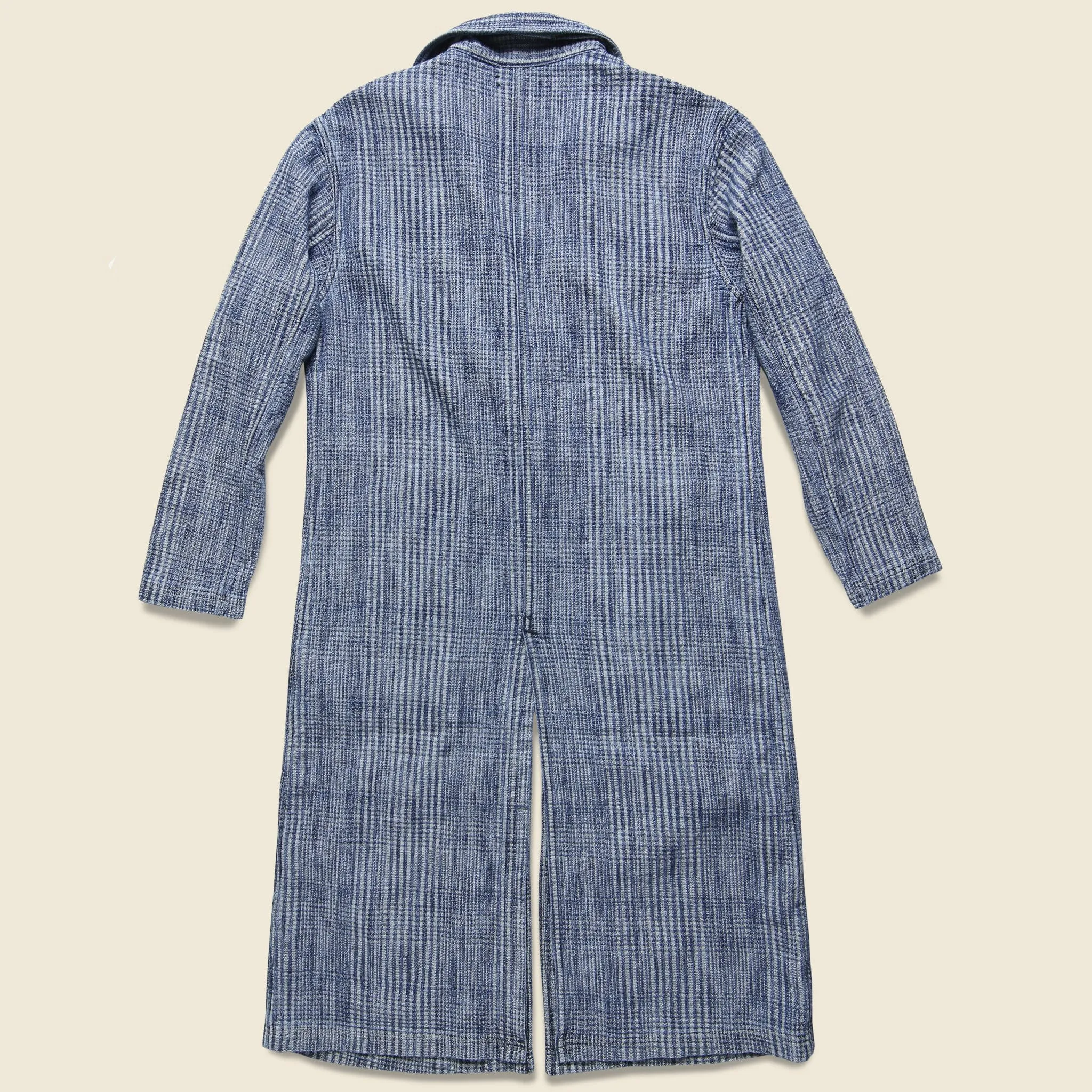 The Boss Long Coat - Indigo Plaid