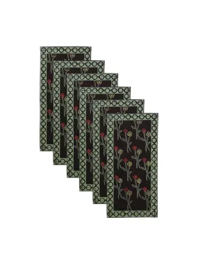 The Classic Block Print Cocktail Napkin, Set of 4 or 6 - Midnight Garden Floral / Cotton