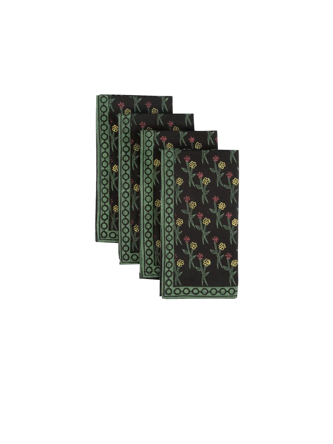 The Classic Block Print Napkin, Set of 4 - Midnight Garden Floral / Cotton