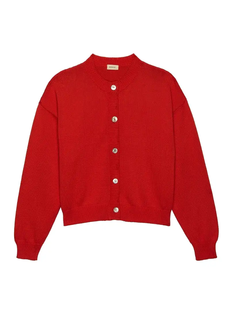 The Cotton Knit Cardigan in Tomato