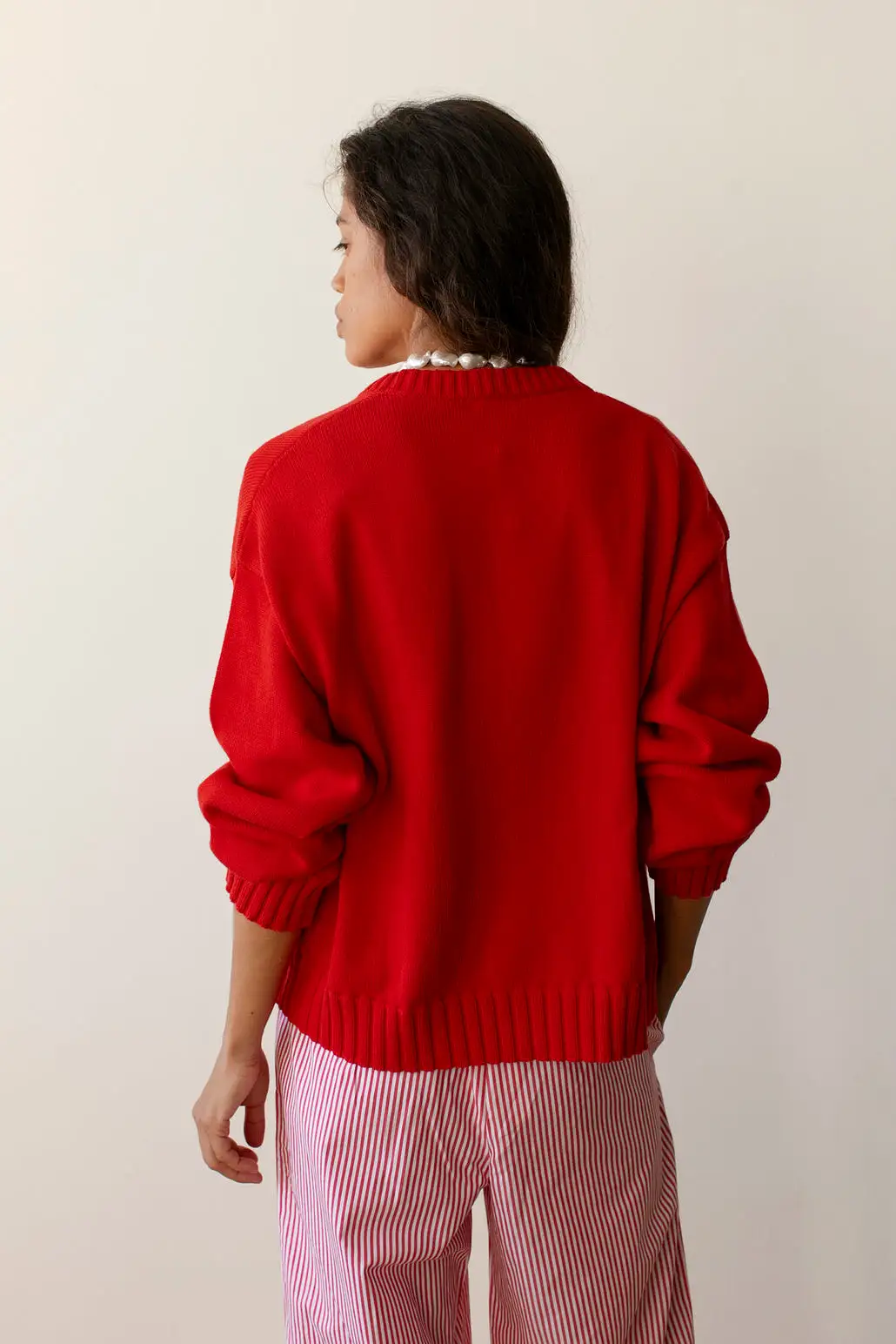 The Cotton Knit Cardigan in Tomato