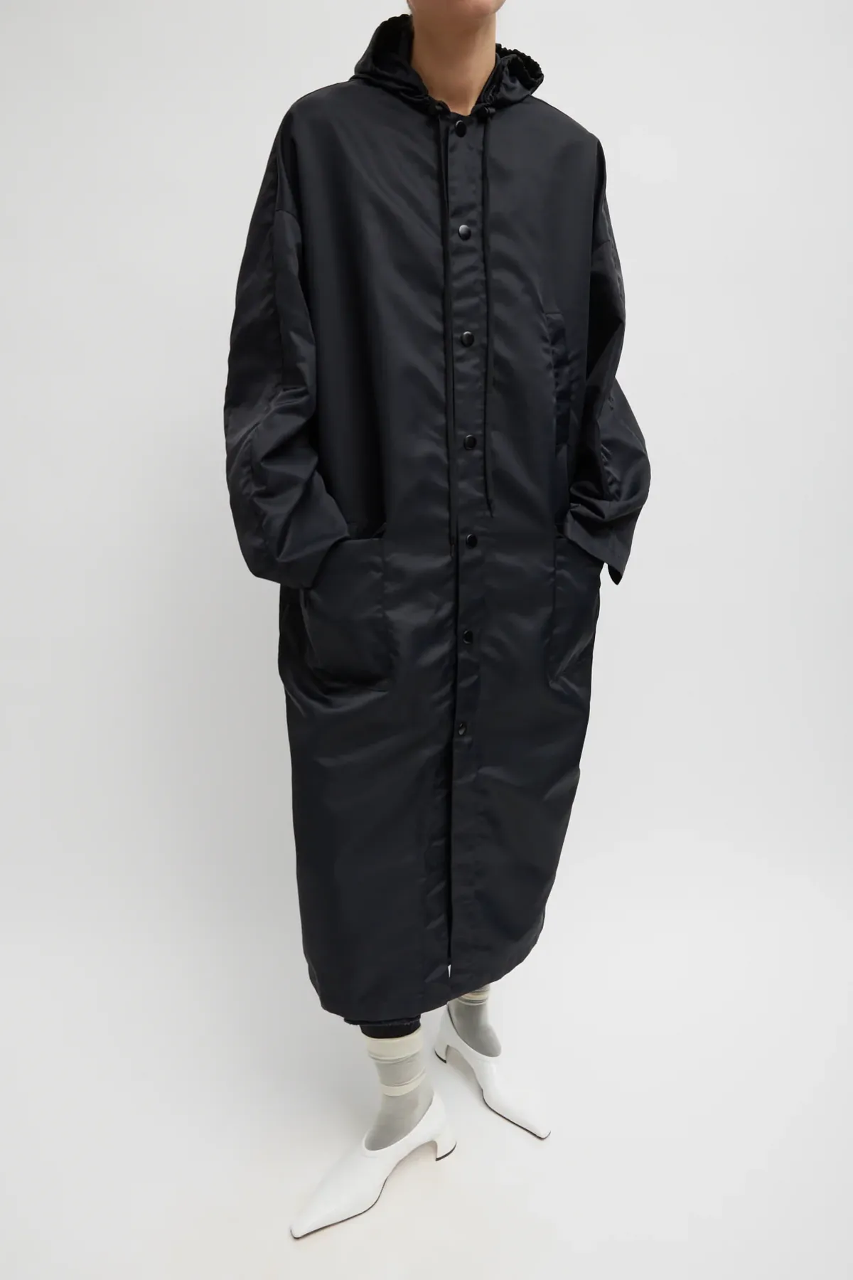 Tibi Eco Nylon Hooded Coat - Midnight Navy