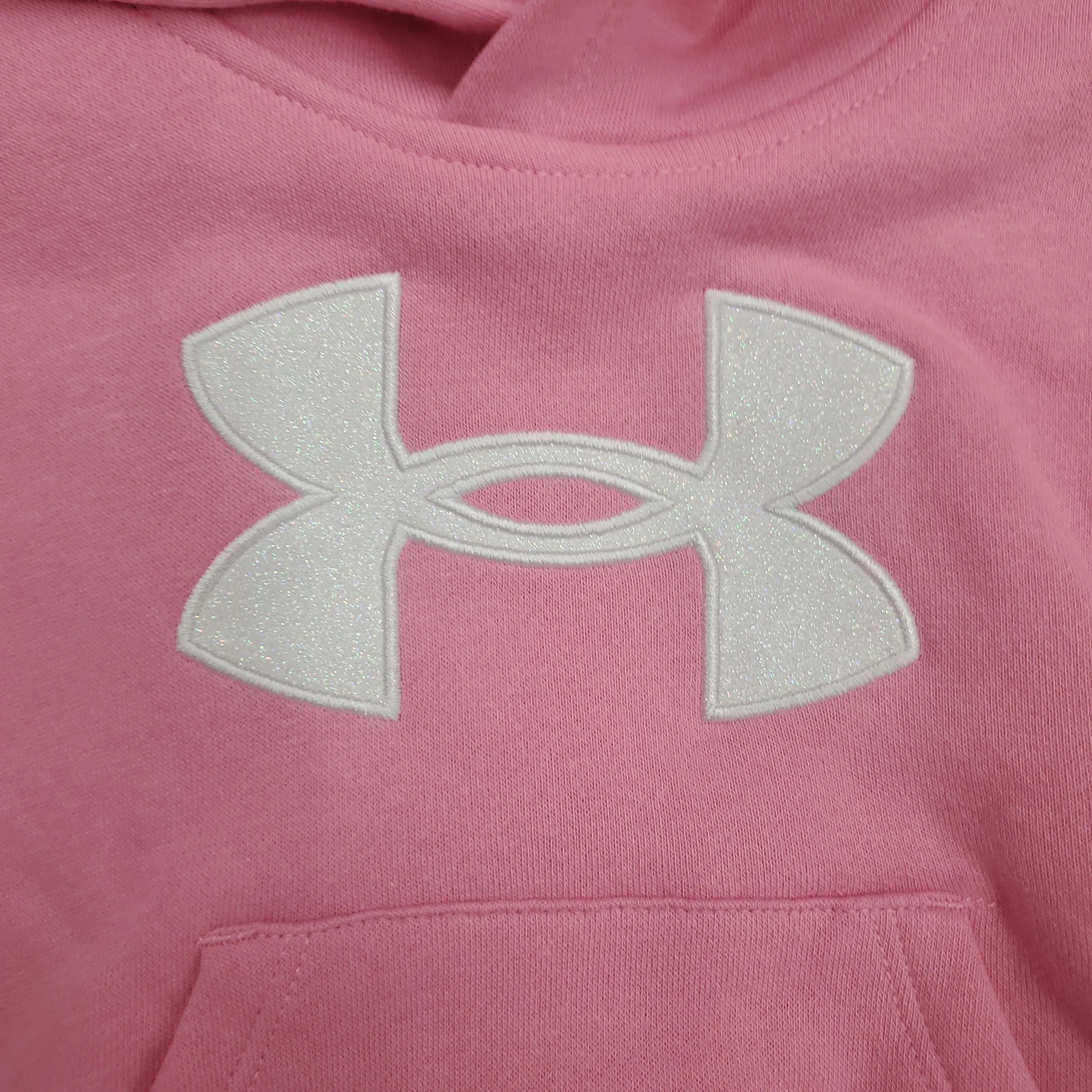 UA WHITE GLITTER APPPLIQUE PINK HOODIE