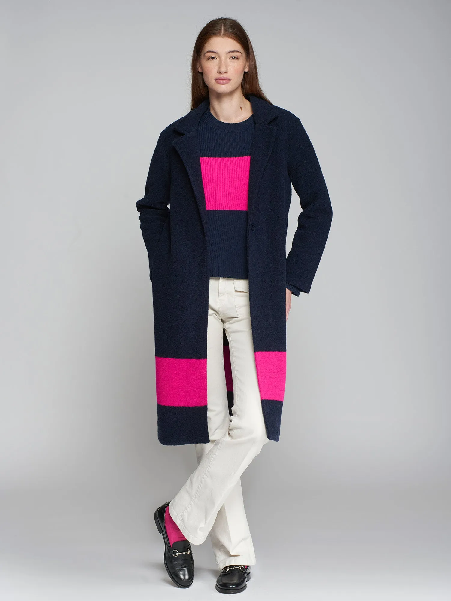 Vilagallo Fuchia Stripe Coat