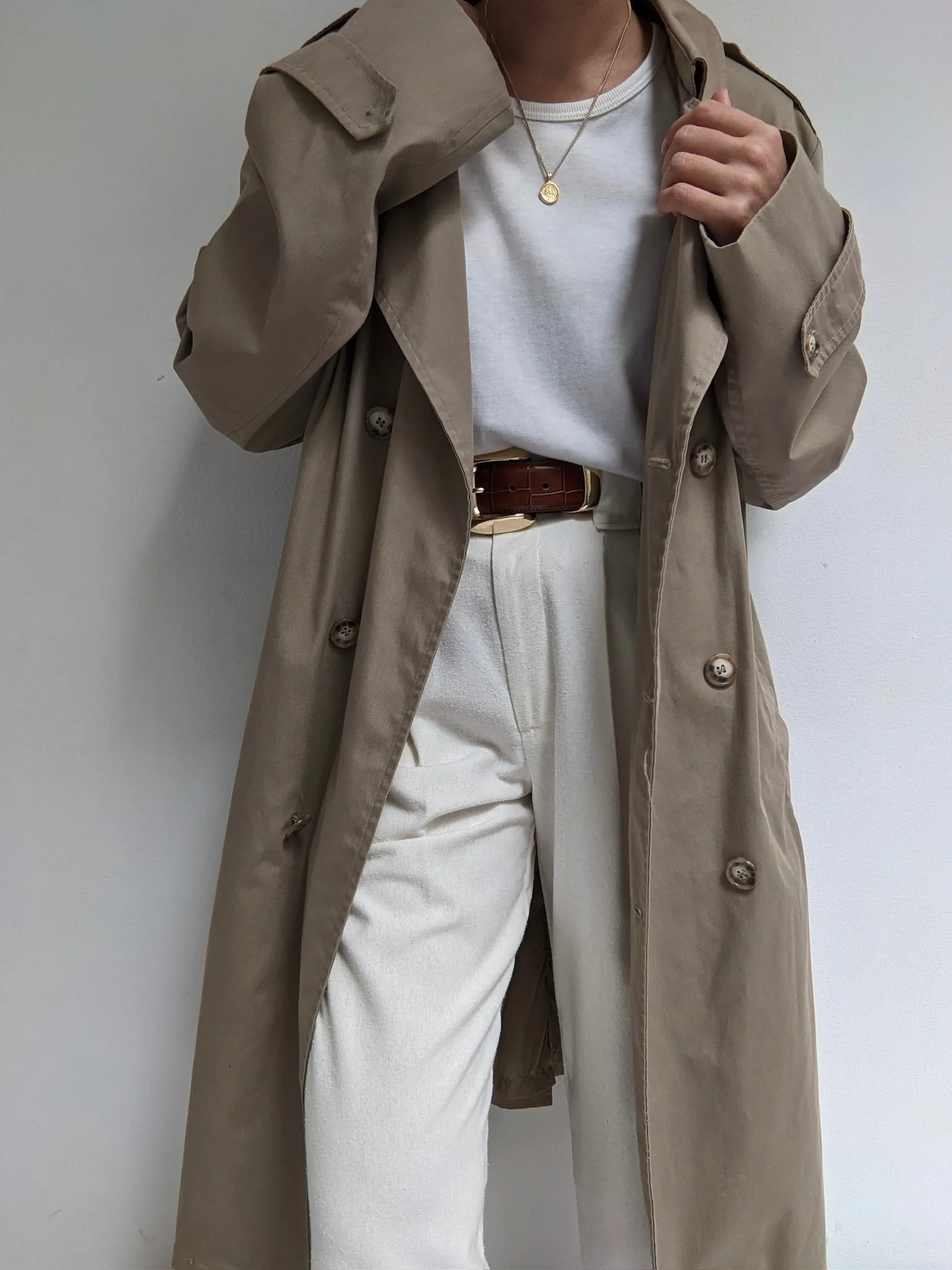 Vintage Dark Khaki Trench Coat